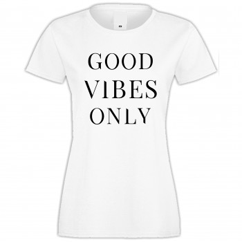 Дамска бяла тениска Good vibes only 2 Дамска бяла тениска Good vibes only 2