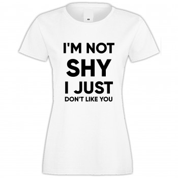 Дамска бяла тениска I'm not shy Дамска бяла тениска I'm not shy