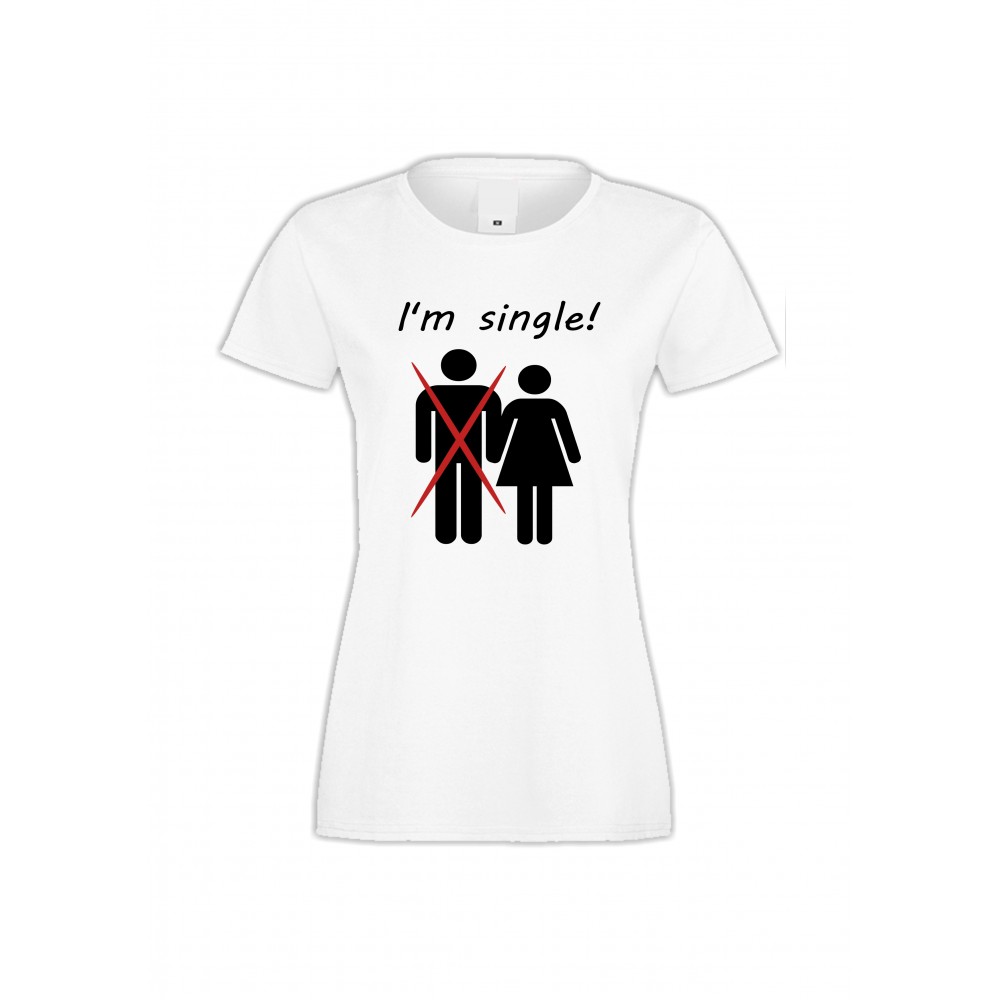 Дамска бяла тениска I'm single Дамска бяла тениска I'm single