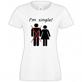 Дамска бяла тениска I'm single Дамска бяла тениска I'm single