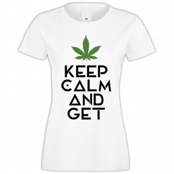 Дамска бяла тениска Keep Kalm and Get High Дамска бяла тениска Keep Kalm and Get High