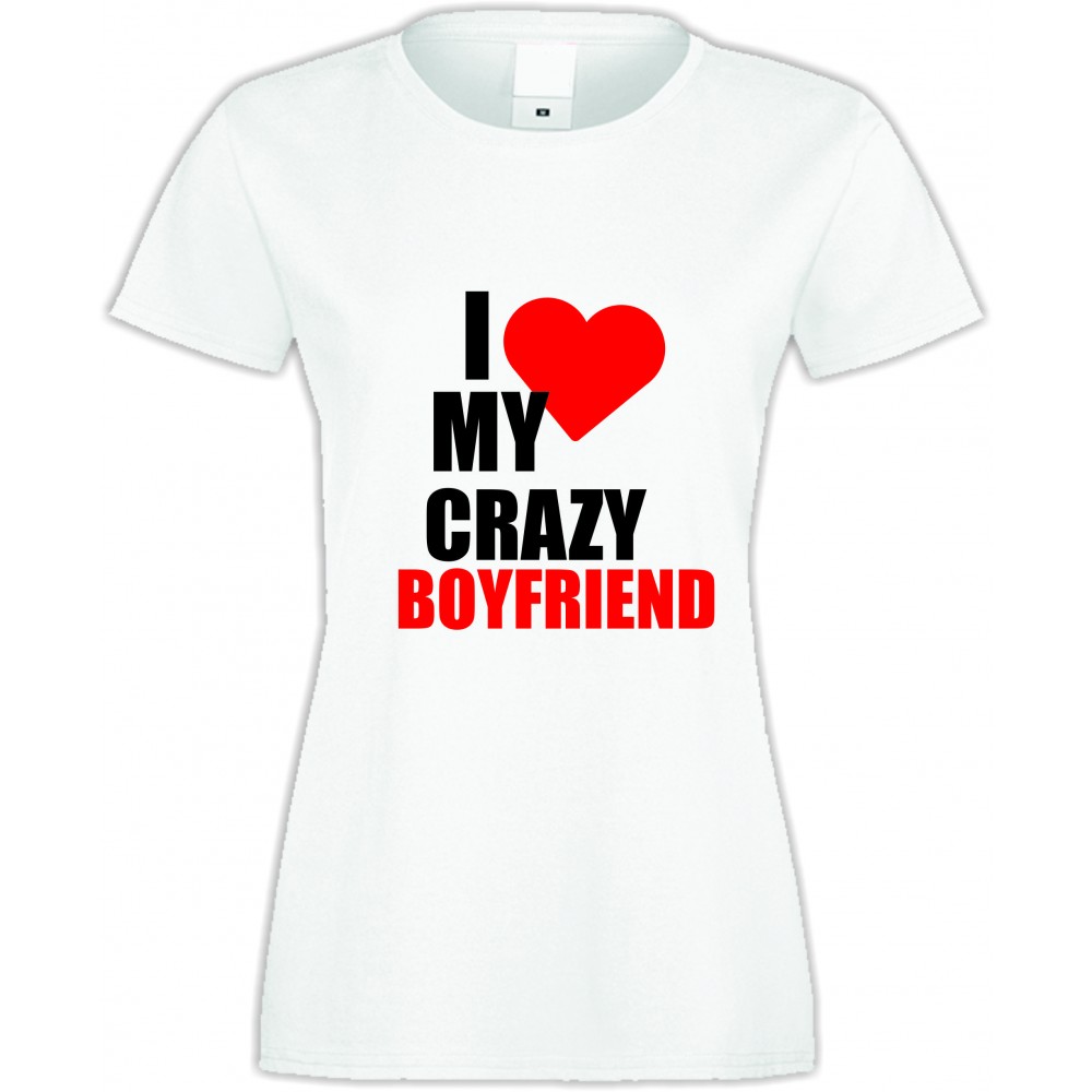 Дамска бяла тениска Love Crazy Boyfriend 