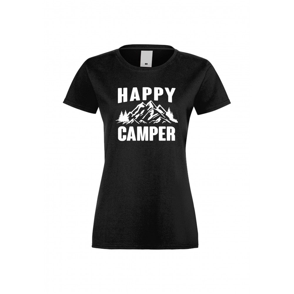 Дамска тениска Happy Camper черна