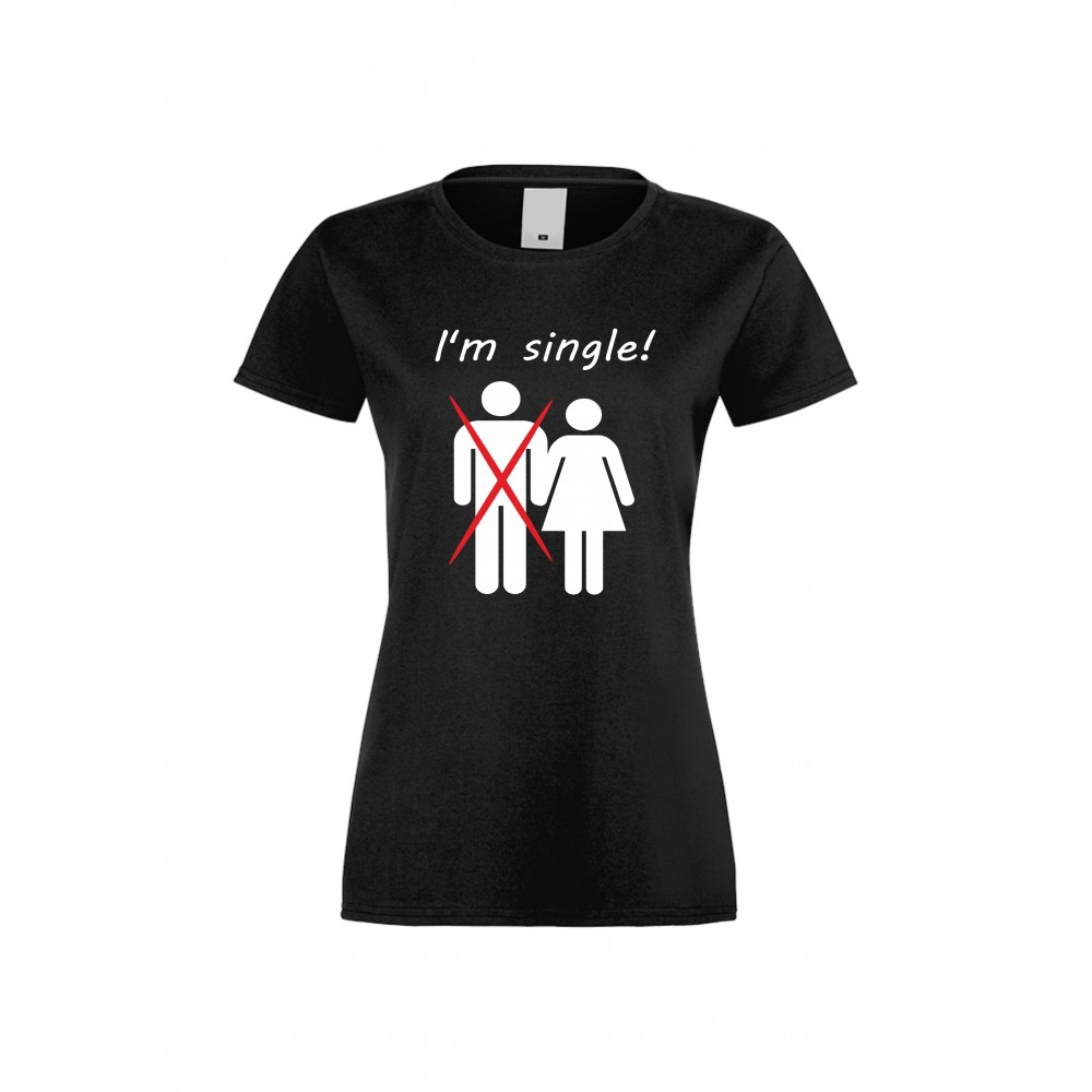 Дамска тениска I'm single черна Дамска тениска I'm single черна
