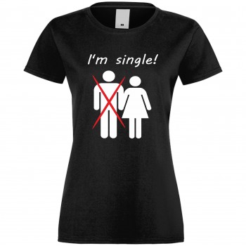 Дамска тениска I'm single черна Дамска тениска I'm single черна