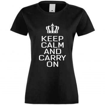 Дамска тениска Keep calm and carry on черна Дамска тениска Keep calm and carry on черна