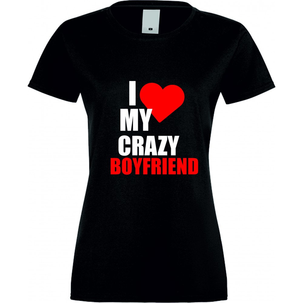 Дамска тениска Love Crazy Boyfriend черна Дамска тениска Love Crazy Boyfriend черна