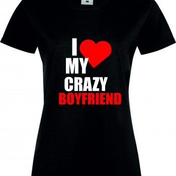 Дамска тениска Love Crazy Boyfriend черна Дамска тениска Love Crazy Boyfriend черна