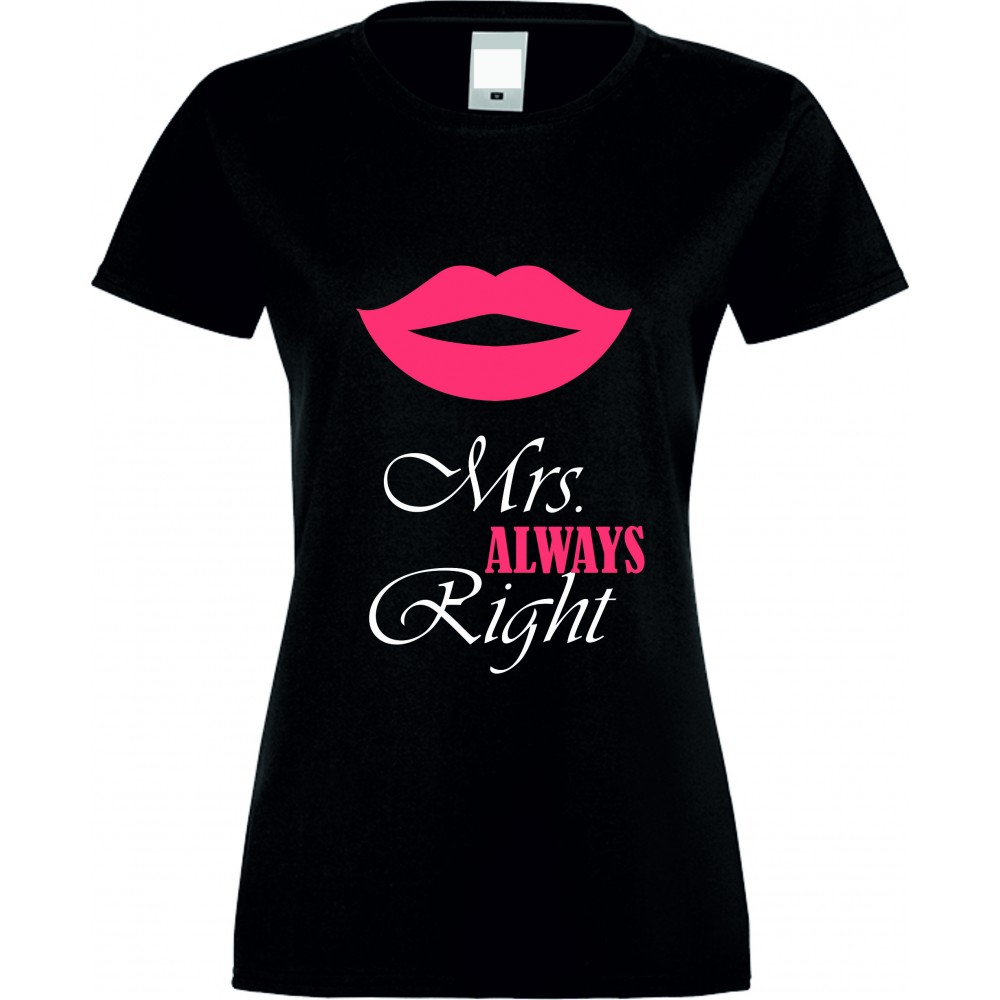 Дамска тениска Mrs. Always Right 2 черна Дамска тениска Mrs. Always Right 2 черна
