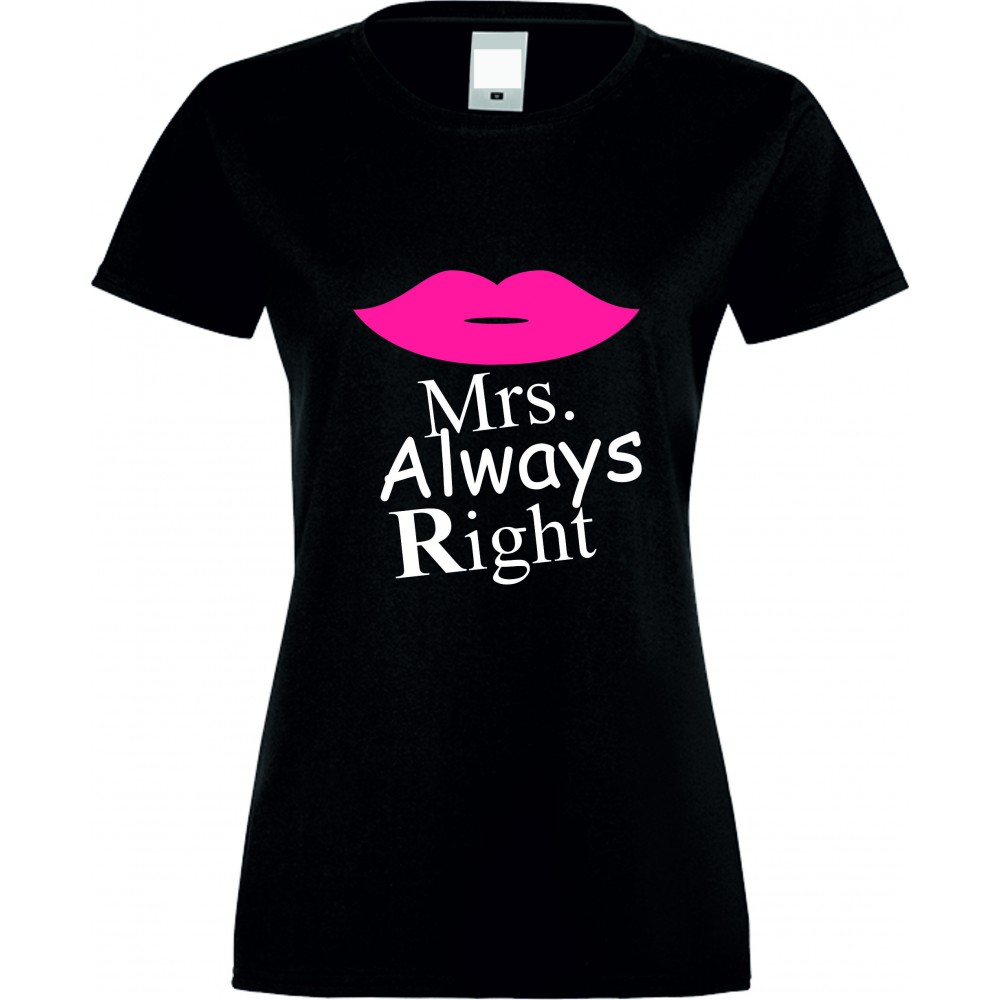 Дамска тениска Mrs. Always Right черна Дамска тениска Mrs. Always Right черна